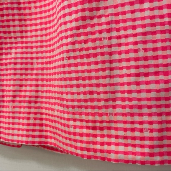 Lilly Pulitzer Thyme Skirt Party Fiesta Pink Peplum Neon Gingham - Picture 5 of 9
